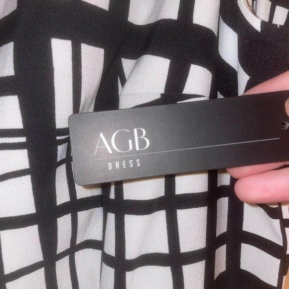 AGB Chic Black and White Grid Midi Dress - Picture 8 of 8